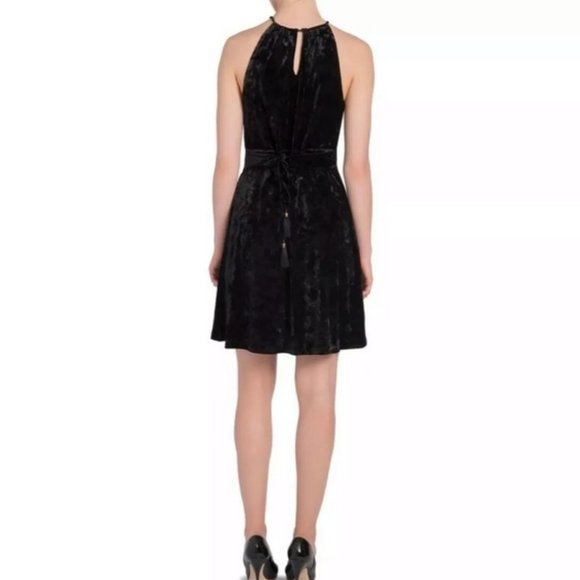 LYSSE Willa Black Crushed Velvet Halter Dress - L - Picture 3 of 13